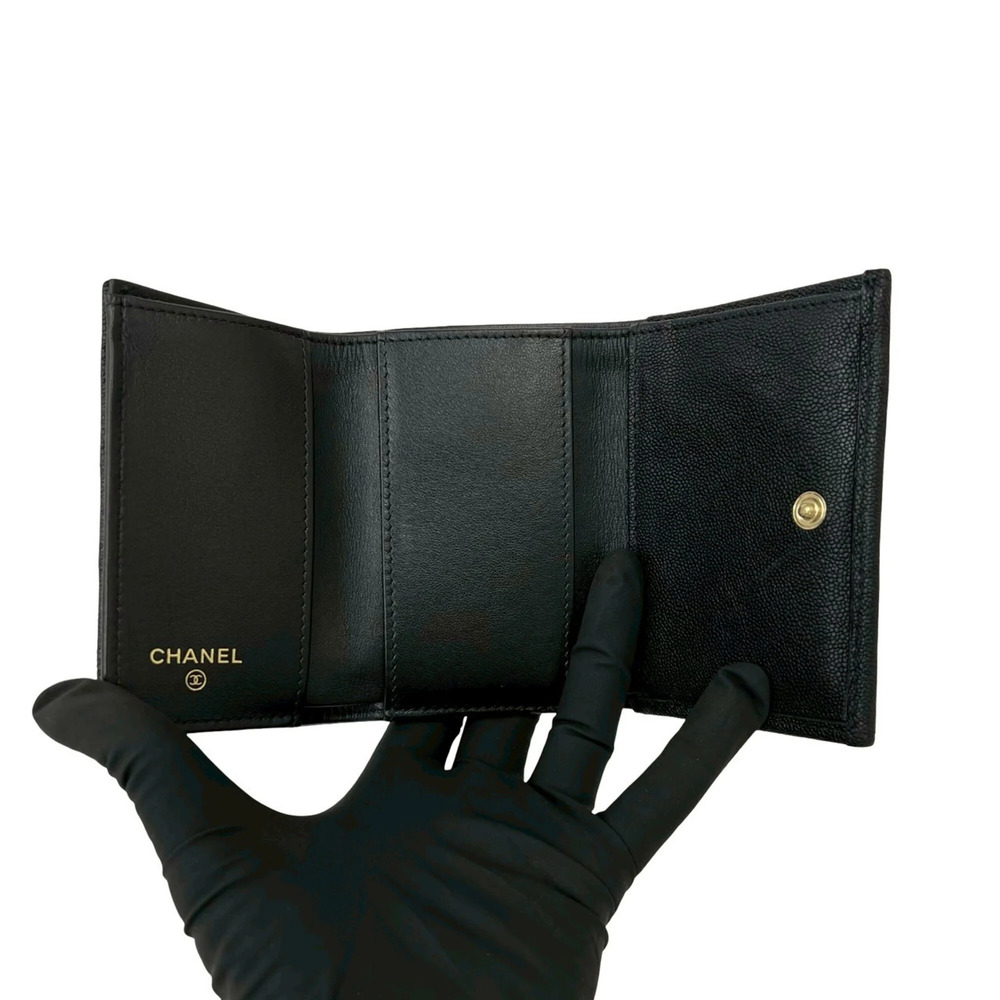CHANEL Black Caviar Leather Logo Wallet - Picture 7 of 10